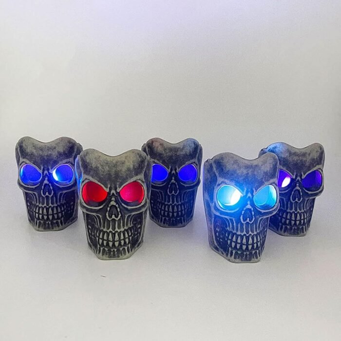 MPS My Party Suppliers Set of 2 Halloween Lamps, Halloween laltern, LED for Halloween Decoration, Halloween Hanging Decoration (Black Skull LED) - Image 3