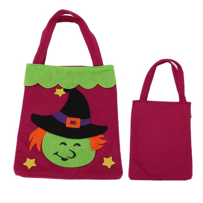 Halloween Witch Candy Basket Halloween Candy Bags |Trick or Treat Candy Baskets| Pumpkin Treat Bag Trick Or Treat Halloween Party Accessories Props Felt Fabric - Image 2