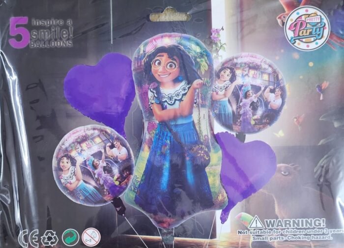 MPS MY PARTY SUPPLIERS® Set of 5 Moana Foil Balloons for Birthday Decoration, Princess Theme Balloons for girls Party Decoration, Cartoon Balloon, purple heart balloon, moana theme birthday decoration - Image 4