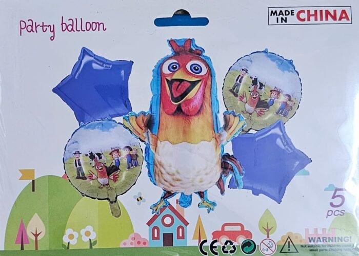 MPS MY PARTY SUPPLIERS® Set of 5 Hen foil balloon, farm animal balloons, farm theme birthday décor, jungle theme birthday decoration, blue star balloons, farm animals theme birthday decoration - Image 4