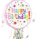 Birthday Pinata/Happy Birthday Print Pull String Pinata For Birthday Party/Party Pinata/Birthday Goodies Bag/Pull String Bag/Pull String Birthday Pinata