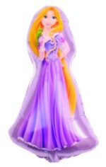 MPS MY PARTY SUPPLIERS® 1pc Princess foil Balloon, Princess themed party supplies, Princess foil Balloons, Princess Balloons for decoration, round balloons, Princess theme backdrop (gold-purple)