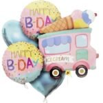 Set of 5 Ice Cream Truck Balloon, Icecream Van Foil Balloons, Ice Truck Balloons, 38inch Ice -cream Foil Balloons Perfect for unisex Summer or Ice Cream Theme Parties