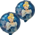 MPS MY PARTY SUPPLIERS® Set of 2 Blue Princess Round Foil Balloon, Princess theme foil Balloon Birthday and princess theme party, fairy theme balloons