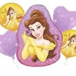 MPS MY PARTY SUPPLIERS® Set of 5 Princess Balloons with Heart Balloons, Princess theme foil Balloon Birthday and princess theme party, fairy theme balloons