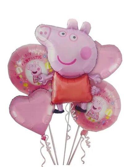 Peppa Pig Theme Foil Balloon for Birthday Decoration items & Kit - 1 Pc Large Peppa Pig Foil Balloon &2 Pcs round Peppa Pig Printed Foil Balloon, Theme Party Decoration, House Party Decoration