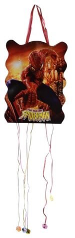 MPS MY PARTY SUPPLIERS Pull String Superhero Theme/Goodies Bag, Khoi Bag, Party, Multicolor Pinata, Kids Themed Birthday Party Supplies (Red)