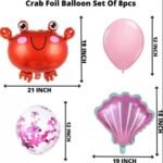 Crab Foil Balloon Set Of 8pcs Kids Ocean Animal, Mermaid Theme Party Balloon (Multicolor, Pack of 8) - Image 3