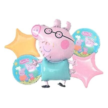 Peppa Pig Theme Foil Balloon for Birthday Decoration items, Peppa Pig Theme Foil Balloons Peppa Pig Set Of 5 Pcs For Theme Decorations