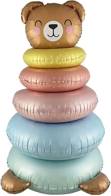 MPS MY PARTY SUPPLIERS® 116cm Circle Bear Balloon Kit, Teddy Bear Foil Balloon for Children's Birthday Party Decoration props, 3D Self Standing Foil Balloons, Animal Theme Balloon