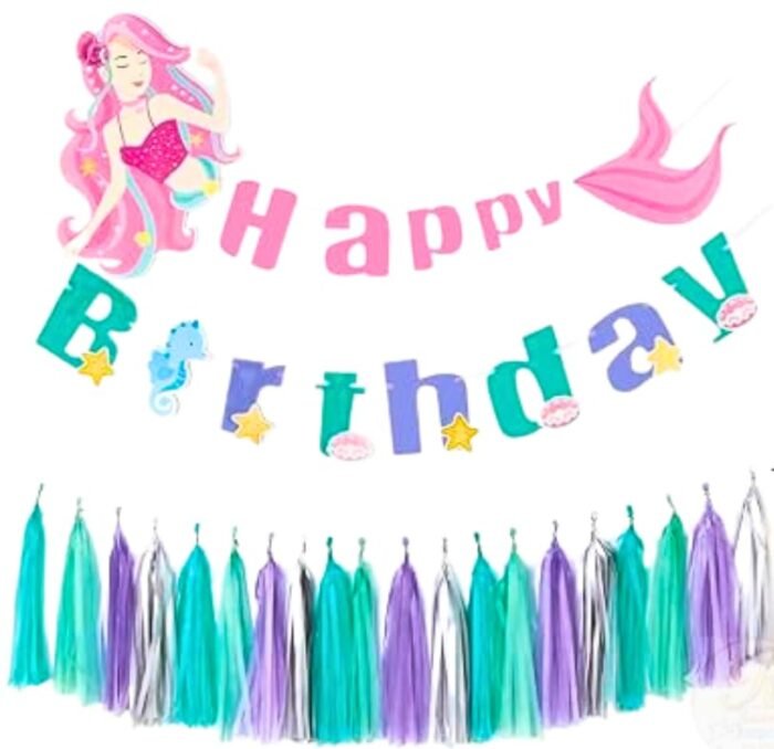 MPS MY PARTY SUPPLIERS® 37pcs mermaid balloons for birthday decoration, mermaid theme décor, under sea theme balloons, mermaid balloon for girls (mermaid theme) - Image 4