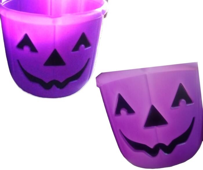 MPS MY PARTY SUPPLIERS 1pc Portable Purple Pumpkin Candy Basket for Halloween Party Decoration, Trick Or Treat Halloween Bowl with Pumpkin Smiling face, Party Supplies, Halloween Theme Decoration - Image 2
