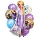 MPS MY PARTY SUPPLIERS® Set of 9 Frozen foil Balloon, Princess themed party supplies, purple latex balloons, Frozen elsa balloons for decoration, Princess theme decoration, round balloon (purple)