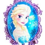 MPS MY PARTY SUPPLIERS® 1pc Princess foil Balloon, Princess themed party supplies, Princess foil Balloons, Princess Balloons for decoration, round balloons, Princess theme backdrop (blue-purple)