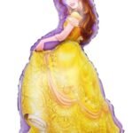 MPS MY PARTY SUPPLIERS® 1pc Princess foil Balloon, Princess themed party supplies, Princess foil Balloons, Princess Balloons for decoration, round balloons, Princess theme backdrop (yellow)