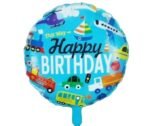 MPS MY PARTY SUPPLIERS® 1pc blue round balloon for Birthday Decorations, transport theme Printed balloon 18inch, birthday balloons, transport construction theme balloon decoration