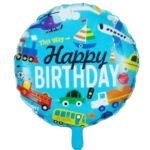 MPS MY PARTY SUPPLIERS® 1pc blue round balloon for Birthday Decorations, transport theme Printed balloon 18inch, birthday balloons, transport construction theme balloon decoration