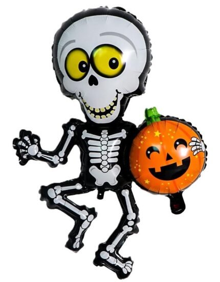 MPS My Party Suppliers Halloween Skeleton Foil Balloons, 63 * 86cm Skeleton and Pumpkin Balloons, Horror/Scary Halloween Decorative Balloon, Ghost Balloons, Horror theme