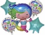 Mermaid Balloons Birthday Party Decorations | Under The Sea Theme Party Supplies Mylar Foil Helium Balloons Bouquet Set