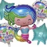 Mermaid Balloons Birthday Party Decorations | Under The Sea Theme Party Supplies Mylar Foil Helium Balloons Bouquet Set