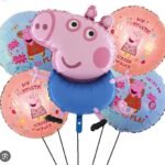 Peppa Pig Theme Foil Balloon for Birthday Decoration items & Kit Peppa Pig George Pig Theme Party Foil Balloon Birthday decoration Balloon Bouquet, Pig Theme Party Decoration, House Party Decoration