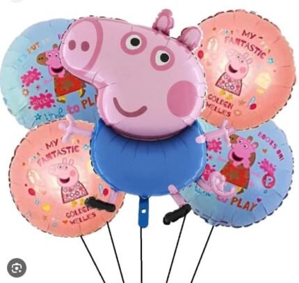Peppa Pig Theme Foil Balloon for Birthday Decoration items & Kit Peppa Pig George Pig Theme Party Foil Balloon Birthday decoration Balloon Bouquet, Pig Theme Party Decoration, House Party Decoration
