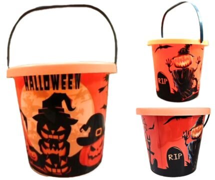 MPS My Party Suppliers 1 pc. Pumpkin Basket with Strap, Candy Jar, Pumpkin Candy Bucket/Basket Halloween Decor, Halloween Pumpkin Bucket Orange, Halloween Candy Basket for Kids, Halloween Decoration