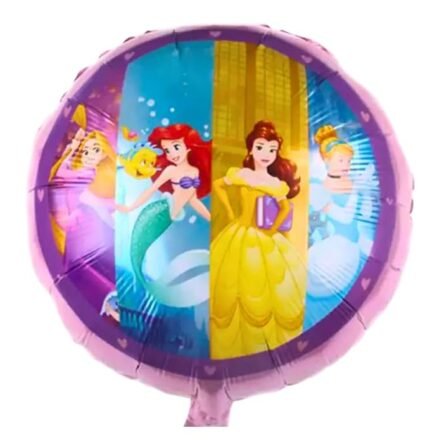 MPS MY PARTY SUPPLIERS® 1pc Princess foil Balloon, Princess themed party supplies, Princess foil Balloons, Princess Balloons for decoration, round balloons, Princess theme backdrop (multicolor)
