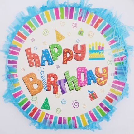 My Party Suppliers Birthday Pinata/Happy Birthday Print Pull String Pinata Party Pinata/Birthday Goodies Bag/Pull String Bag/Boy Girl Theme Party Decoration/Pull String Birthday Pinata