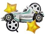 MPS MY PARTY SUPPLIERS® Set of 5 Racing car Foil Balloons, golden star balloons, Monster Cars, vehicle transport truck theme, Cartoon Racing Car balloons for kids, race car wheels balloon