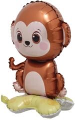 MPS MY PARTY SUPPLIERS® 1pc 60 * 40cm Self standing Monkey animal shape foil balloon for kids, Jungle safari theme birthday decorations, Cute animal foil balloons, Monkey balloon - Image 4