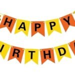MPS MY PARTY SUPPLIERS® 1pc Construction theme red and yellow color happy birthday banner with excavator cut outs, kids birthday decor ideas at home (yellow-red)