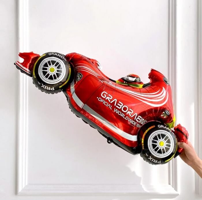 Race Car Balloons WIth Finishing line Check Balloon Car Wheel Balloons Baby Shower Kids Two Fast Speedy Race Car Themed Birthday Party Decor Supplies 5 Pcs Kit - Image 3