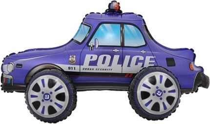 MPS My Party Suppliers 1pc Self standing Purple Police Car Foil Balloon for kids, Car shape foil Balloons for kids Party Decoration, Vehicle balloon, Transportation Theme, Police car balloon