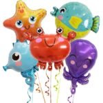 MPS MY PARTY SUPPLIERS® Set of 5 Marine Theme Sea Animals Dolphins shark Whale puffer Fish Foil Balloons, water/Ocean Animal Décor, Under The Sea Balloons, Mermaid theme - Image 4