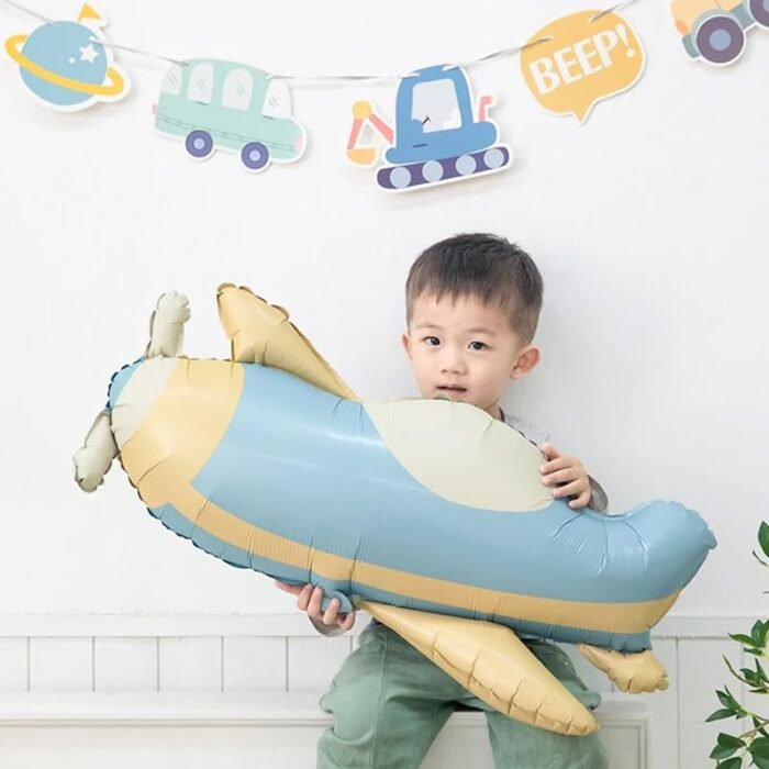 4D Matte Plane Balloons For Transportation Airplane Helicopter Party Supplies Adventure Decoration, 4 Pack Cartoon Flying Plane Fighter Copter Aircraft Mylar Balloons Fighter Jet Airplane Balloons - Image 4