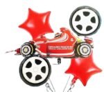 MPS My Party Suppliers Set of 5 Red Racing Car Foil Balloon, Sports Car Balloons for kids Party Decoration, Monster Car Tyre Foil Balloons, Car, Transportation Themed Birthday Party props