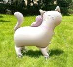 MPS MY PARTY SUPPLIERS® 1pc Cat Foil Balloon with wheels, Walking animals foil balloons, Jungle theme birthday decoration, cat balloon animal, Cat Birthday Foil Balloons Cat Shape Party Balloons