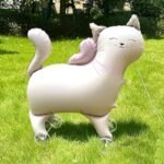 MPS MY PARTY SUPPLIERS® 1pc Cat Foil Balloon with wheels, Walking animals foil balloons, Jungle theme birthday decoration, cat balloon animal, Cat Birthday Foil Balloons Cat Shape Party Balloons