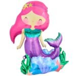 MPS MY PARTY SUPPLIERS® 1pc, 22*25.6*14.2inch Self Standing Mermaid Foil Balloon, mermaid balloon, birthday decoration mermaid theme, under sea theme balloons, mermaid foil balloon decoration ideas