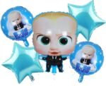 MPS MY PARTY SUPPLIERS® Set of 5 cartoon character boss baby foil balloons decorations, cartoon balloons for decoration, cartoon character balloon decoration ideas, cartoon theme (blue)