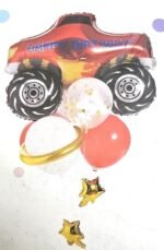 MPS My Party Suppliers set of 9 Self standing Red Monster Racing Car Foil Balloon, Car Balloons for kids Birthday Party Decoration, Monster Car Shape Foil Balloon, Car, Transportation Themed