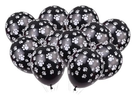 MPS MY PARTY SUPPLIERS® Set of 20 Jungle Safari Animal Pattern Print Latex Balloons 12inch Tiger Stripes Lion Cow Dog Wild Animals Print Balloons for Jungle Theme Birthday Decorations (paw print)