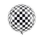 Black and White Checkered Balloons, Checkered Race Car Balloons | 360 Degree 4D Round Sphere Foil Checkered Flag Balloons | Race Car Balloons for Racing Theme Birthday Party