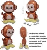 MPS MY PARTY SUPPLIERS® 1pc 60 * 40cm Self standing Monkey animal shape foil balloon for kids, Jungle safari theme birthday decorations, Cute animal foil balloons, Monkey balloon - Image 2