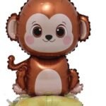 MPS MY PARTY SUPPLIERS® 1pc 60 * 40cm Self standing Monkey animal shape foil balloon for kids, Jungle safari theme birthday decorations, Cute animal foil balloons, Monkey balloon