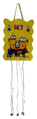 Yellow Cartoon Birthday Pi®ata Pull String Pinata/Birthday Khoi Bag/Boys Theme Decoration/Cartoon Pinata/Pull String Loot Bag