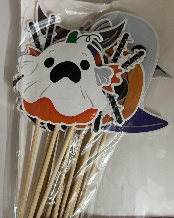 My Party Suppliers 12 PCS Halloween Photo PropsHalloween Paper ohoto Boot Pumpkin Shull Hat Bat Ghost Spider Paper Props - Image 3