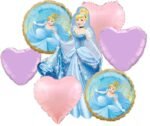 MPS MY PARTY SUPPLIERS® 7pcs Princess foil Balloon, Princess themed party supplies, Princess foil Balloons, Princess Balloons for decoration, round balloons, Princess theme backdrop, heart balloons