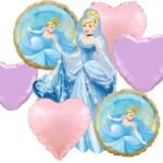 MPS MY PARTY SUPPLIERS® 7pcs Princess foil Balloon, Princess themed party supplies, Princess foil Balloons, Princess Balloons for decoration, round balloons, Princess theme backdrop, heart balloons
